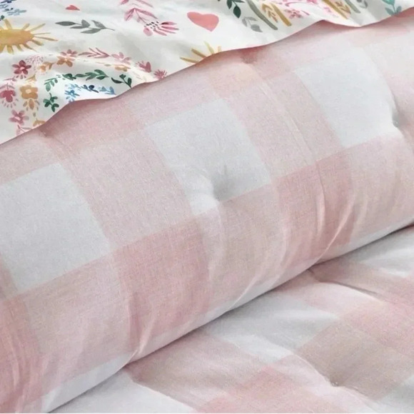 Pink & White Buffalo Check Comforter - NEW- Full/Queen 100% Cotton Pottery Barn - Picture 3 of 9